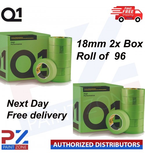 2X Q1 High Performance Green MASKING TAPE PREMIUM AUTOMOTIVE 18mm x 50mm Roll 96